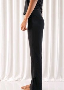 Stylish Black Flared Pants with Side Slits
