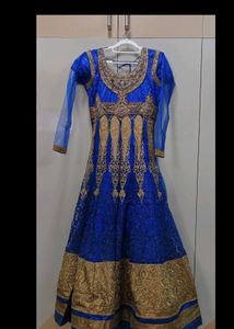 Blue &amp; Gold Embellished Lehenga Choli