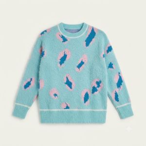 Cozy Blue Leopard Print Sweater