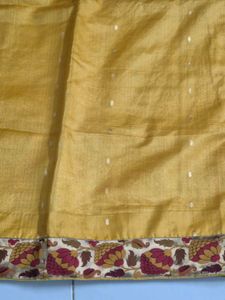 Elegant Yellow Saree with Floral Border