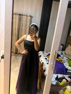 Elegant Black & Purple Maxi Dress 🖤💜
