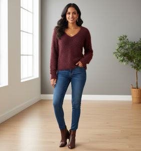 Burgandy shimmery fur sweater