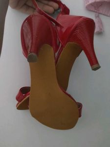 Red Patent Heels with Ankle Strap