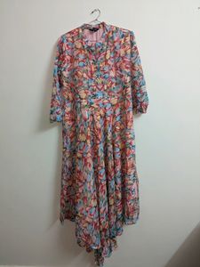 Floral Chiffon Collar Neck Women's Ethnic Dress💖