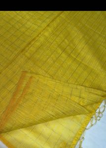 Elegant yellow cotton banarasi saree