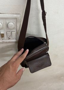Brown Faux Leather Crossbody Bag