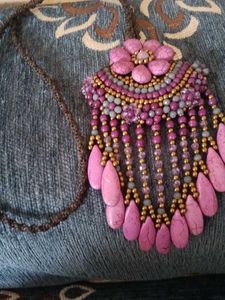 handcrafted magenta howlite gemstone beaded statem
