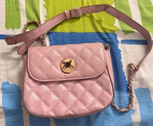 Pink Quilted Crossbody Bag with Gold Clasp