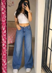 zudio Wide Leg Denim Jeans