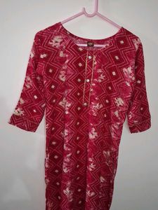 Red Geometric Jaipuri Print Kurta