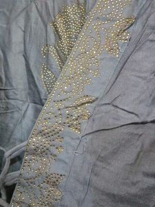 Grey top jacket Embellished Neckline with pant