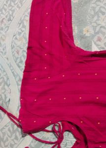 Vibrant Pink Kurta with Polka Dots