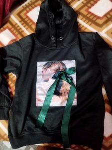 Graphic Print Black Hoodie