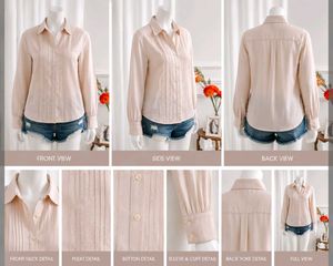 Classic Pleated Button-Up Blouse