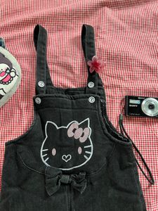 Cute Hello Kitty Denim Pinafore Dress