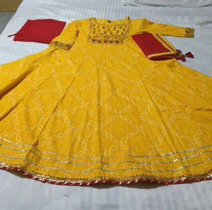 Vibrant Yellow Ethnic Kurta Set with Dupatta