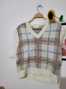 Cozy Plaid Knit Vest