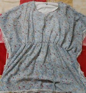 Blue Floral Kaftan Top