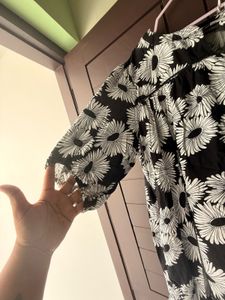 Black &amp; White Floral Midi Dress