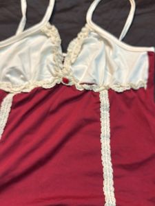 Burgundy Lace Trim Cami Top