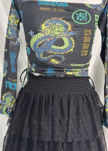 Off Shoulder Dragon Printed Top