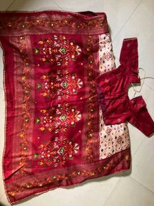 Red Embroidered Saree with Blouse