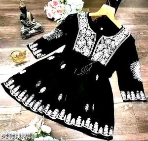 Stylish Embroidered Black Kurta