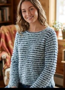 Blue and white striped top