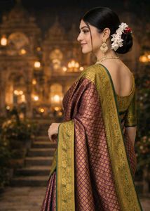 Elegant Purple &amp; Gold Banarasi Saree