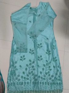Elegant Aqua Embroidered Kurti