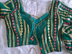 Emerald Green Embroidered Sari Blouse