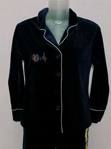 URBANIC Navy Blue Velvet Nightsuit