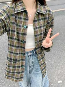 Korean Plaid Long Sleeve Shirt Jacket