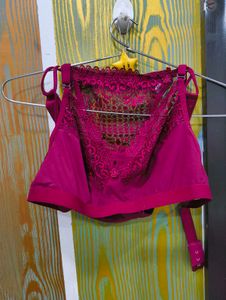 Lace Detail Magenta Bra and panty set