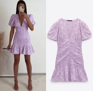 Zara Women's Schiffili embroidered lavender Dress