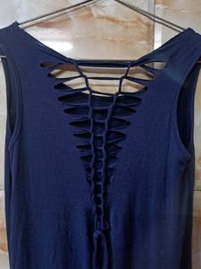 Navy Blue Maxi Dress with Strappy Back
