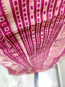 Vintage Pink &amp; Beige Saree With Fall &amp; Picco