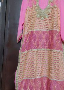 Pink Partywear Kurti For 42 Bust