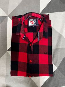 Men's Red &amp; Black Plaid Shirt