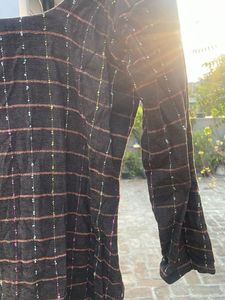 Elegant Brown Checkered Kurta