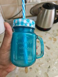 Cute Mason Jar Mugs with Straws (Set of 2)