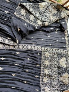 Embellished Black Indo - Western Sharara Suit Set
