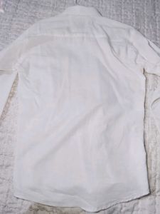 White U.S. Polo Assn Branded shirt in linen blend