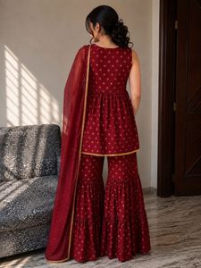 Elegant Maroon Kurta Set with Dupatta