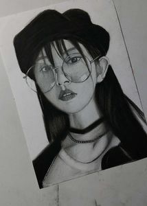 Girl with Glasses & Hat Art