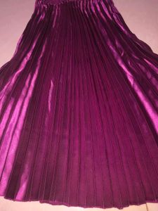 Elegant Purple Pleated Midi Skirt
