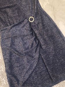 Sparkly Navy Blue Wrap Dress