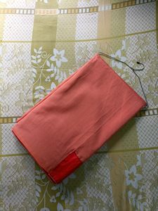 Elegant Peach &amp; Red Embroidered Saree