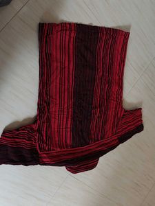 Red and Black Striped Short Sleeve Shirt