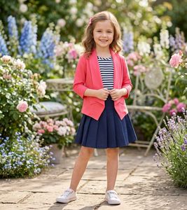 Pink and Navy Girl. Dress Set